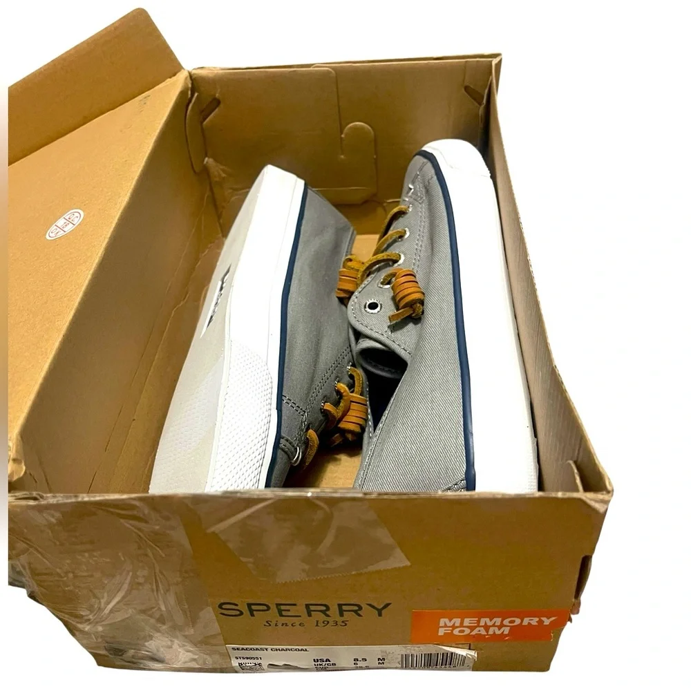 🌟🌟🌼NIB Sperry Men's Gray Canvas Boat Shoes